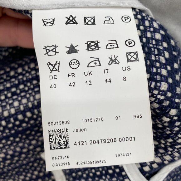 BOSS Hugo Boss Womens Tweed Linen Blend Cropped Blazer Jacket 8 Business Casual - Picture 6 of 9